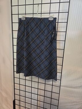 Requirements Blue Plaid Midi Skirt